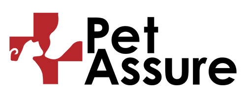 Logo of Pet Assure with a stylized red and grey veterinary cross.
