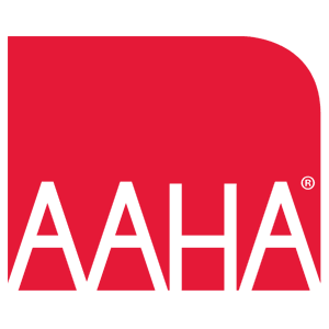 Red logo with the text "AAHA" in stylized uppercase letters.