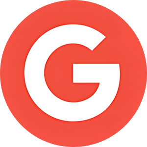 White letter 'G' inside a red circle.